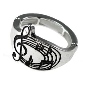 Silver 2 pc. Music Note Ring & Bracelet Set!